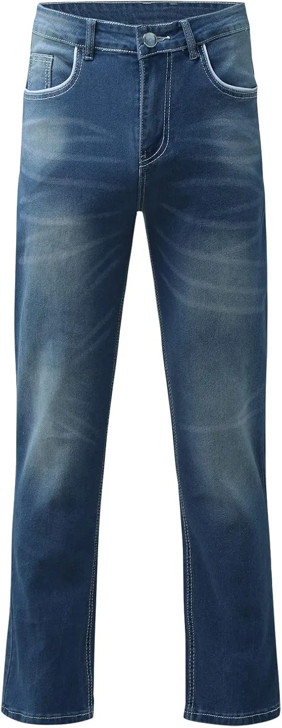 MIDOO Big and Tall Jeans for Men Loose Fit Elastic Waist Denim Pants Lightweight Skinny Jeans Tapered Leg Trousers