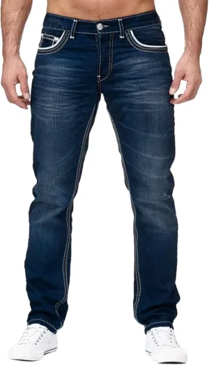 MIDOO Big and Tall Jeans for Men Loose Fit Elastic Waist Denim Pants Lightweight Skinny Jeans Tapered Leg Trousers