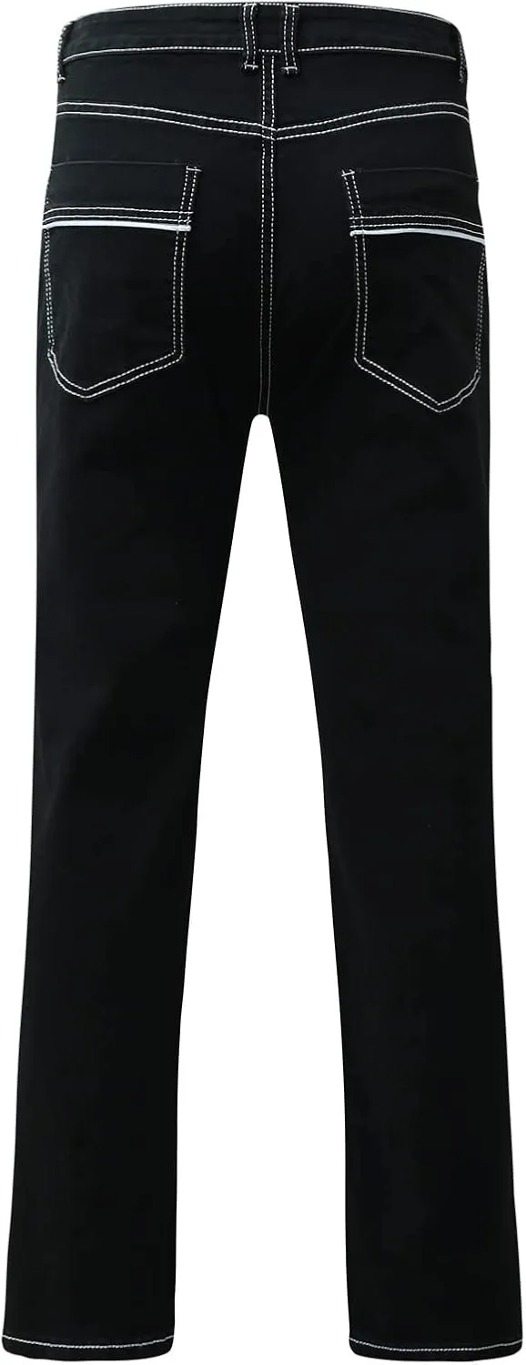 MIDOO Big and Tall Jeans for Men Loose Fit Elastic Waist Denim Pants Lightweight Skinny Jeans Tapered Leg Trousers