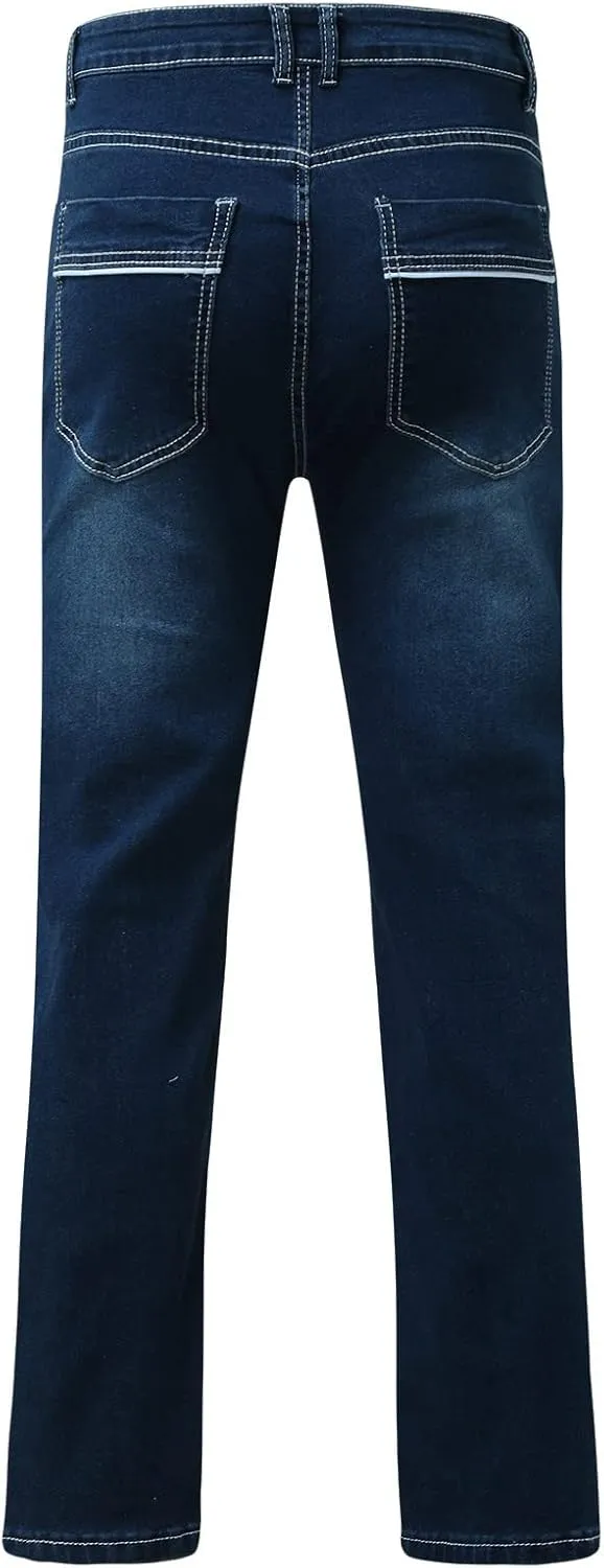 MIDOO Big and Tall Jeans for Men Loose Fit Elastic Waist Denim Pants Lightweight Skinny Jeans Tapered Leg Trousers