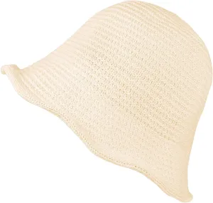 MILAKOO Crochet Bucket Hat Knit Braided Floppy Soild Color Cap for Women Foldable Sun Bowler Hat
