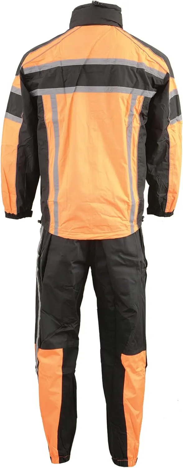 Milwaukee Leather SH233102 Men's Black and Orange Water Resistant Rain Suit with Reflective Tape