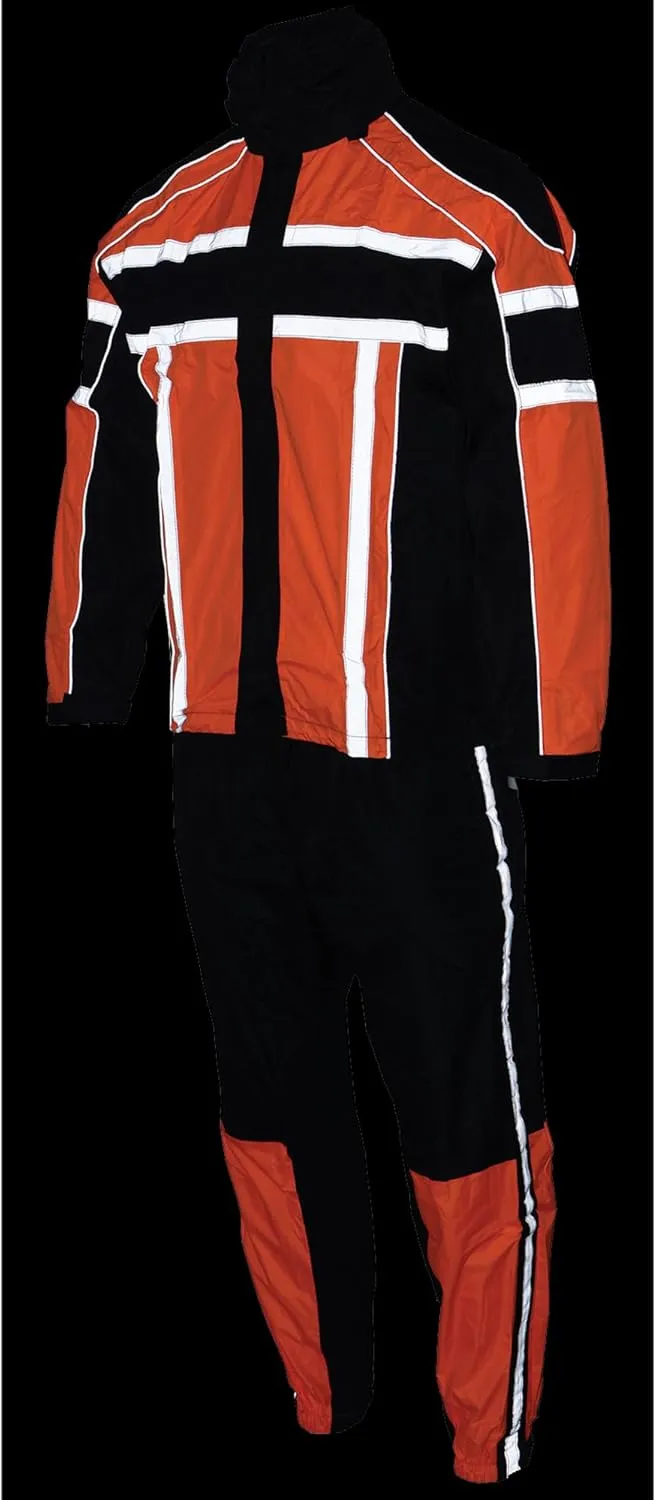Milwaukee Leather SH233102 Men's Black and Orange Water Resistant Rain Suit with Reflective Tape