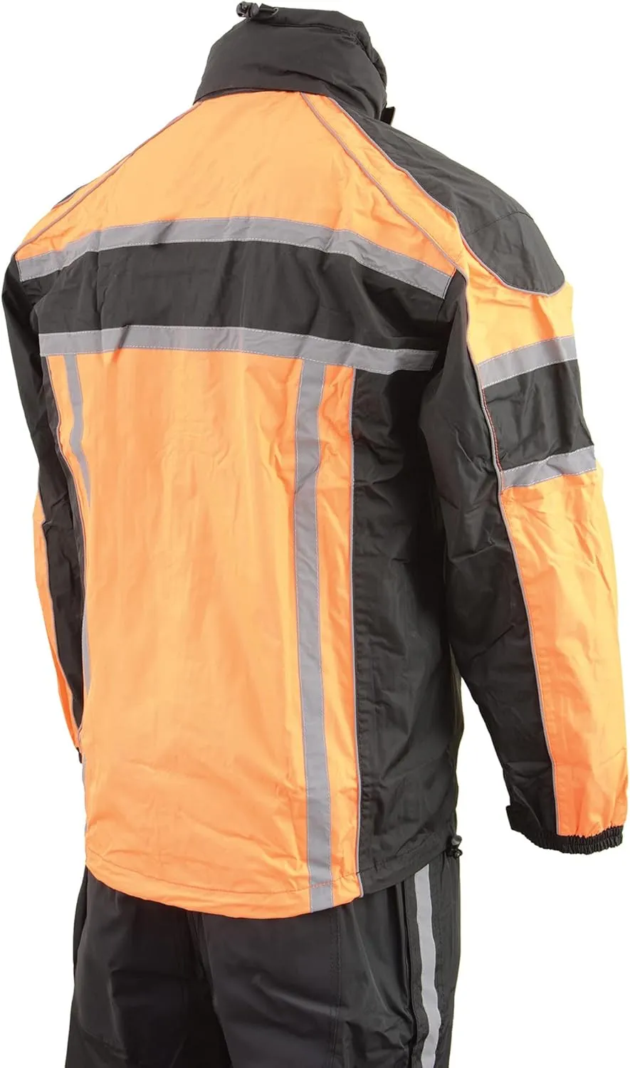 Milwaukee Leather SH233102 Men's Black and Orange Water Resistant Rain Suit with Reflective Tape
