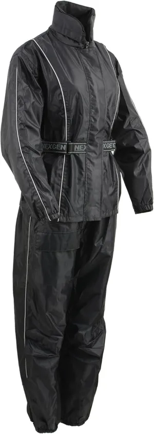 Milwaukee Leather Women's Water-Resistant Motorcycle Rain Suit with Hi Vis Reflective Tape SH2215L