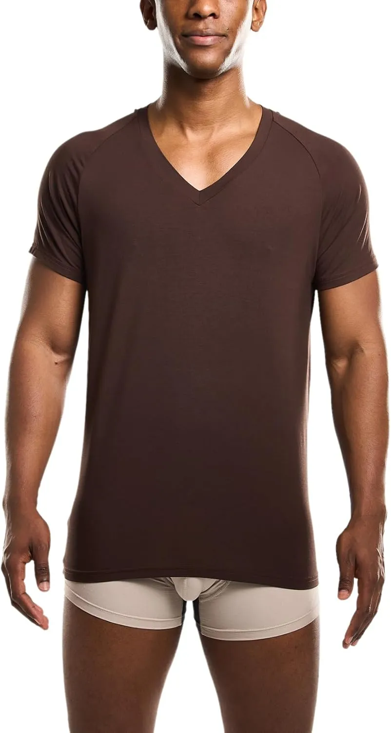 Mr. Davis Men's Bamboo Viscose Traditional Cut V Neck - Stylish Undershirts with Stretch Fabric for a 3 Pack