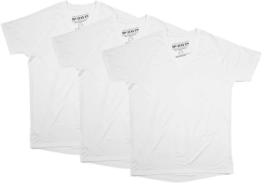 Mr. Davis Men's Bamboo Viscose Traditional Cut V Neck - Stylish Undershirts with Stretch Fabric for a 3 Pack