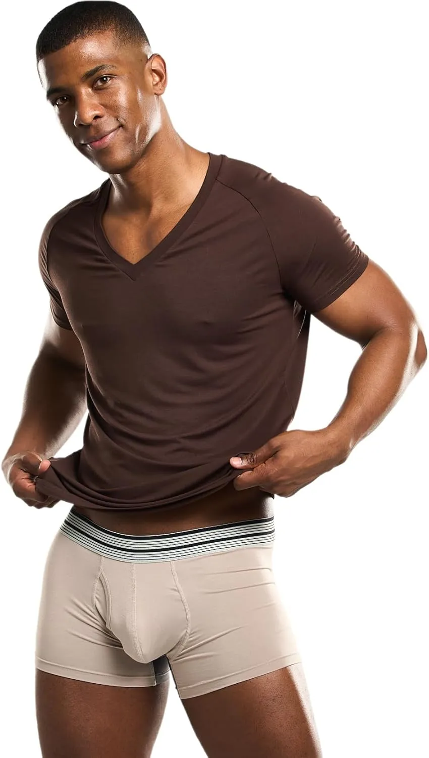 Mr. Davis Men's Bamboo Viscose Traditional Cut V Neck - Stylish Undershirts with Stretch Fabric for a 3 Pack