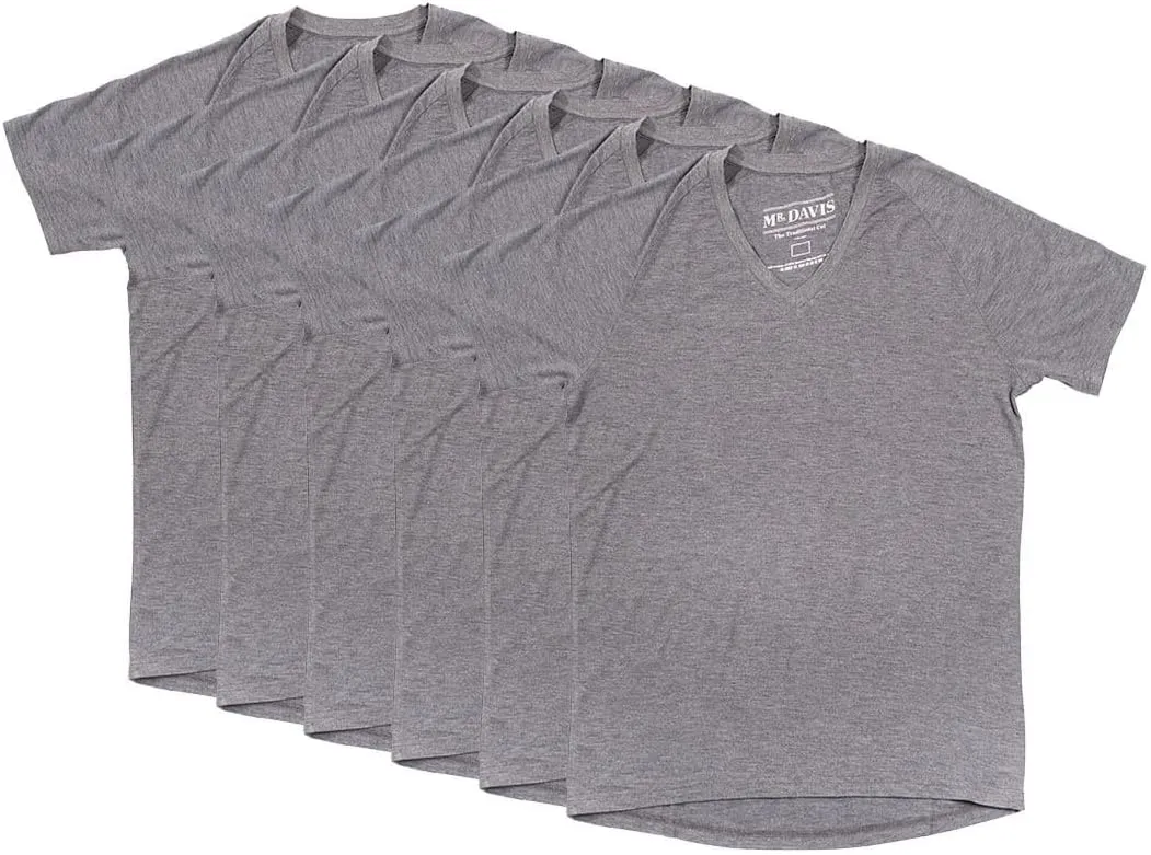 Mr. Davis Men's Bamboo Viscose Traditional Cut V Neck - Stylish Undershirts with Stretch Fabric for a 6 Pack