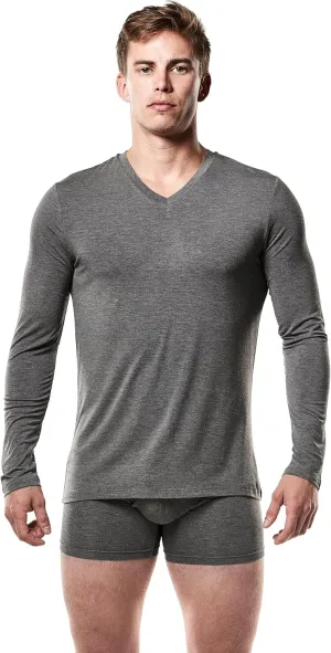 Mr. Davis Men's Long Sleeve Bamboo Viscose Base Layer Undershirt - with Stretch Fabric for a