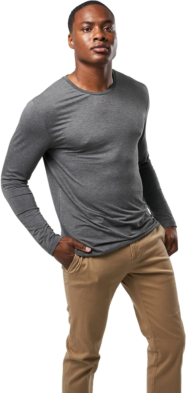 Mr. Davis Men's Long Sleeve Bamboo Viscose Base Layer Undershirt - with Stretch Fabric for a