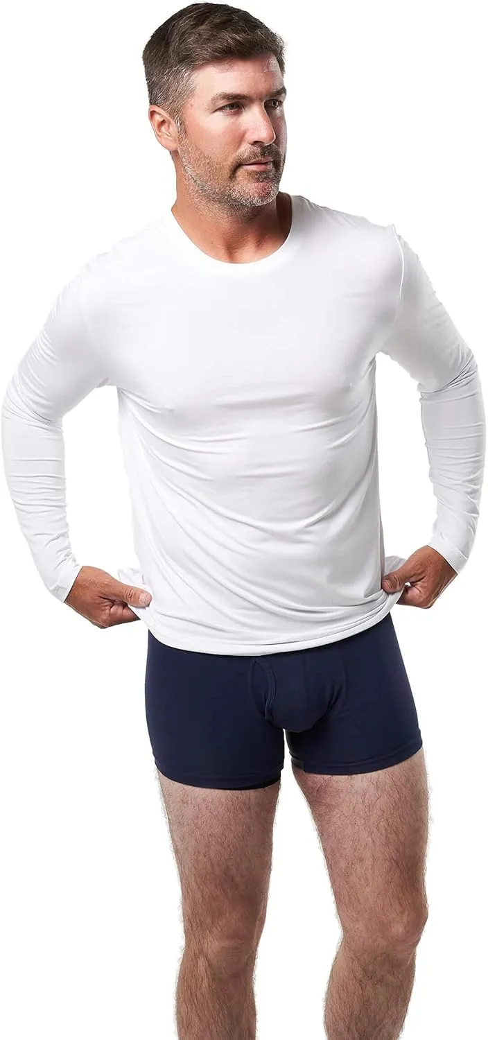 Mr. Davis Men's Long Sleeve Bamboo Viscose Base Layer Undershirt - with Stretch Fabric for a