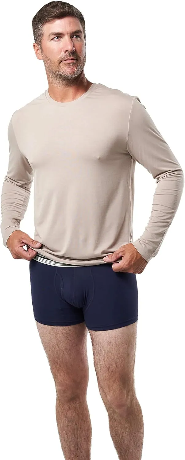 Mr. Davis Men's Long Sleeve Bamboo Viscose Base Layer Undershirt - with Stretch Fabric for a