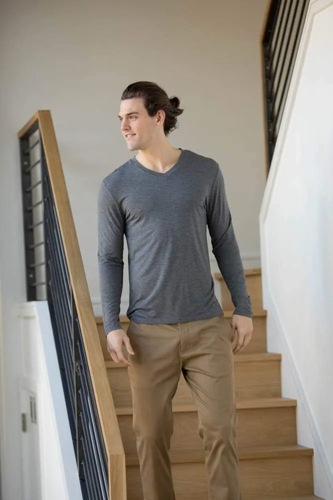 Mr. Davis Men's Long Sleeve Bamboo Viscose Base Layer Undershirt - with Stretch Fabric for a