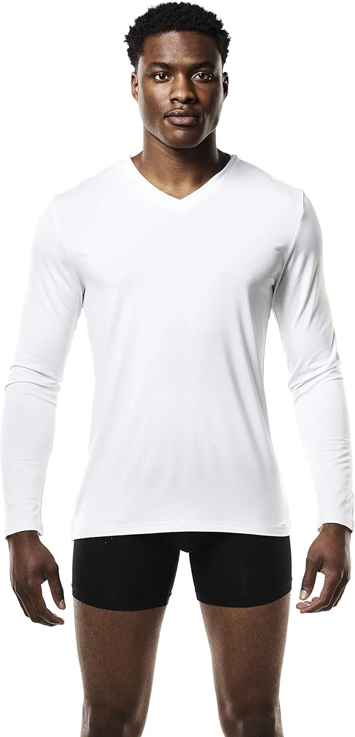 Mr. Davis Men's Long Sleeve Bamboo Viscose Base Layer Undershirt - with Stretch Fabric for a