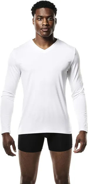 Mr. Davis Men's Long Sleeve Bamboo Viscose Base Layer Undershirt - with Stretch Fabric for a