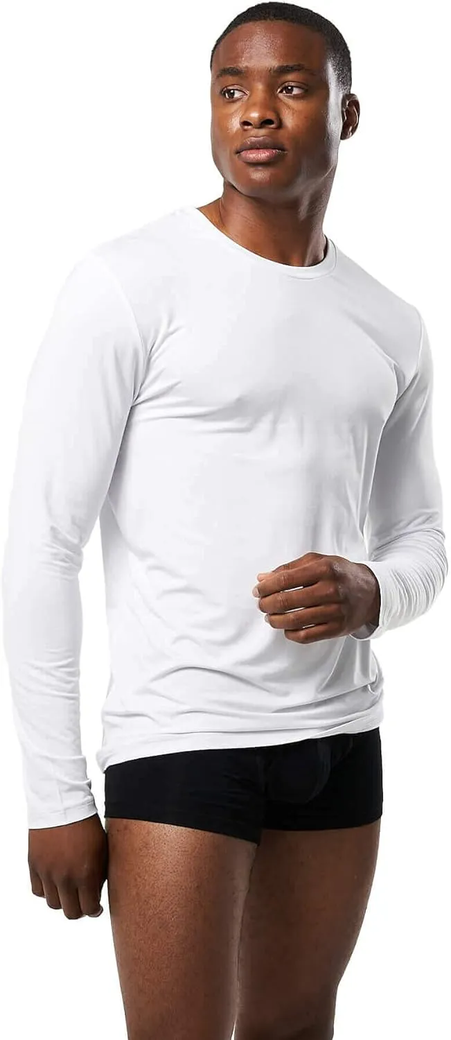 Mr. Davis Men's Long Sleeve Bamboo Viscose Base Layer Undershirt - with Stretch Fabric for a