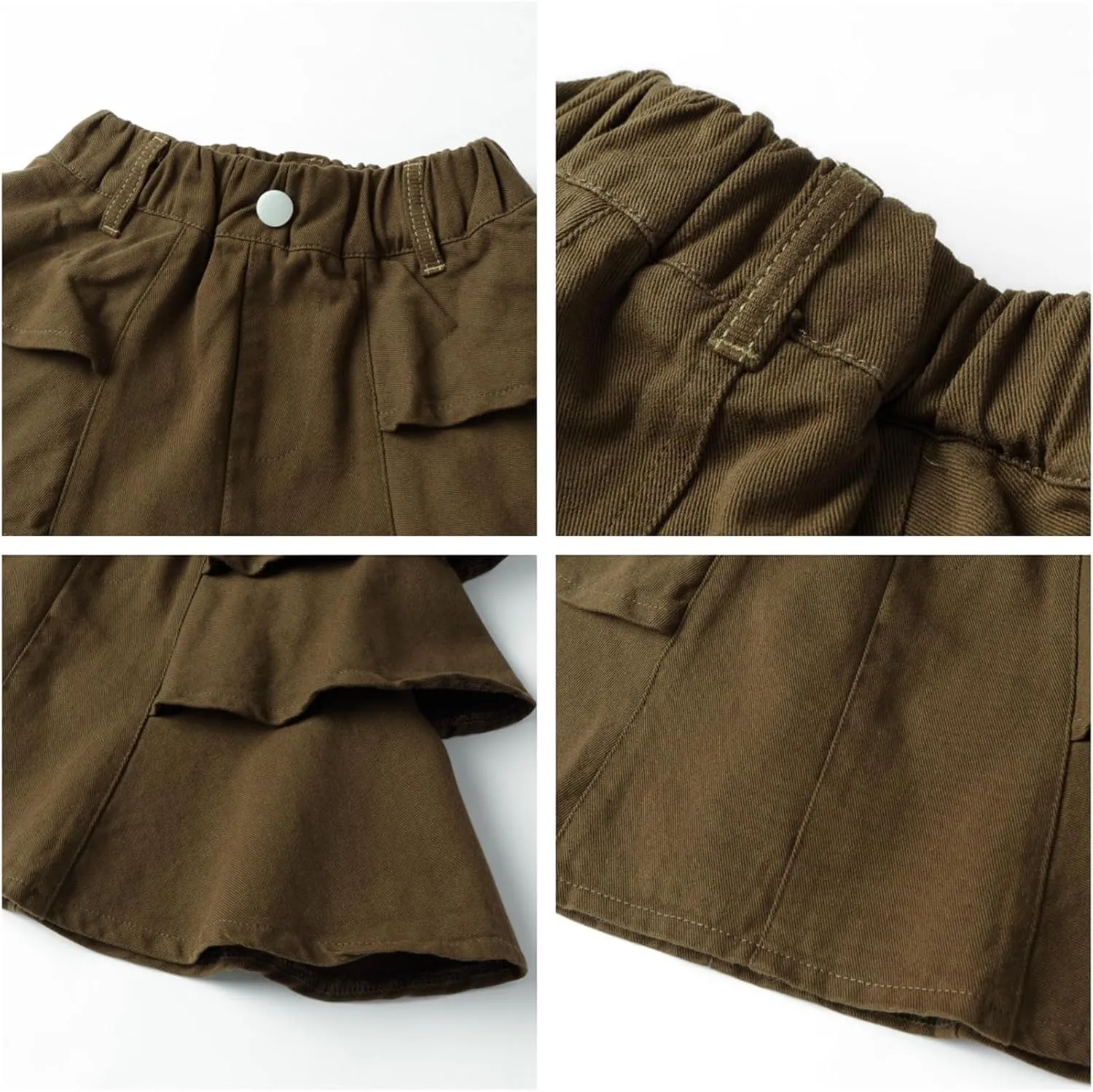 Mud Kingdom Girls Layered Jean Skirt Pull On Elastic Waist Demin Pleated Ruffle Skorts Casual