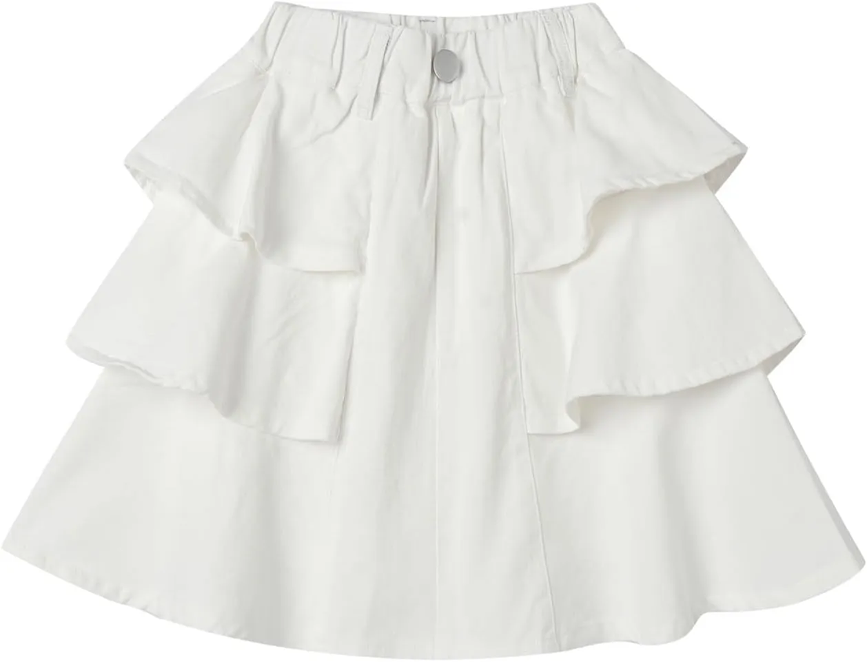 Mud Kingdom Girls Layered Jean Skirt Pull On Elastic Waist Demin Pleated Ruffle Skorts Casual