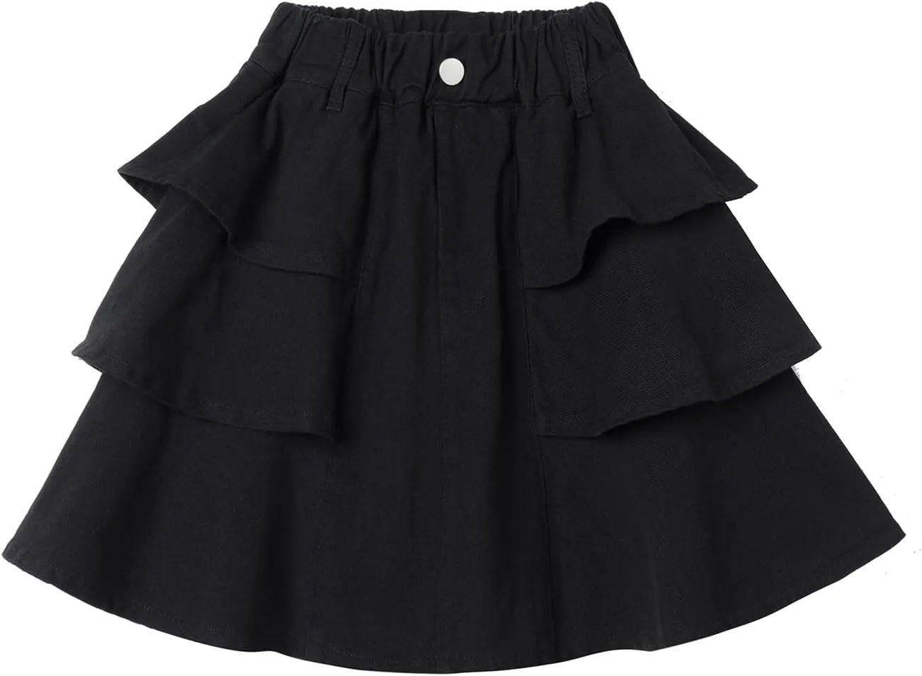 Mud Kingdom Girls Layered Jean Skirt Pull On Elastic Waist Demin Pleated Ruffle Skorts Casual