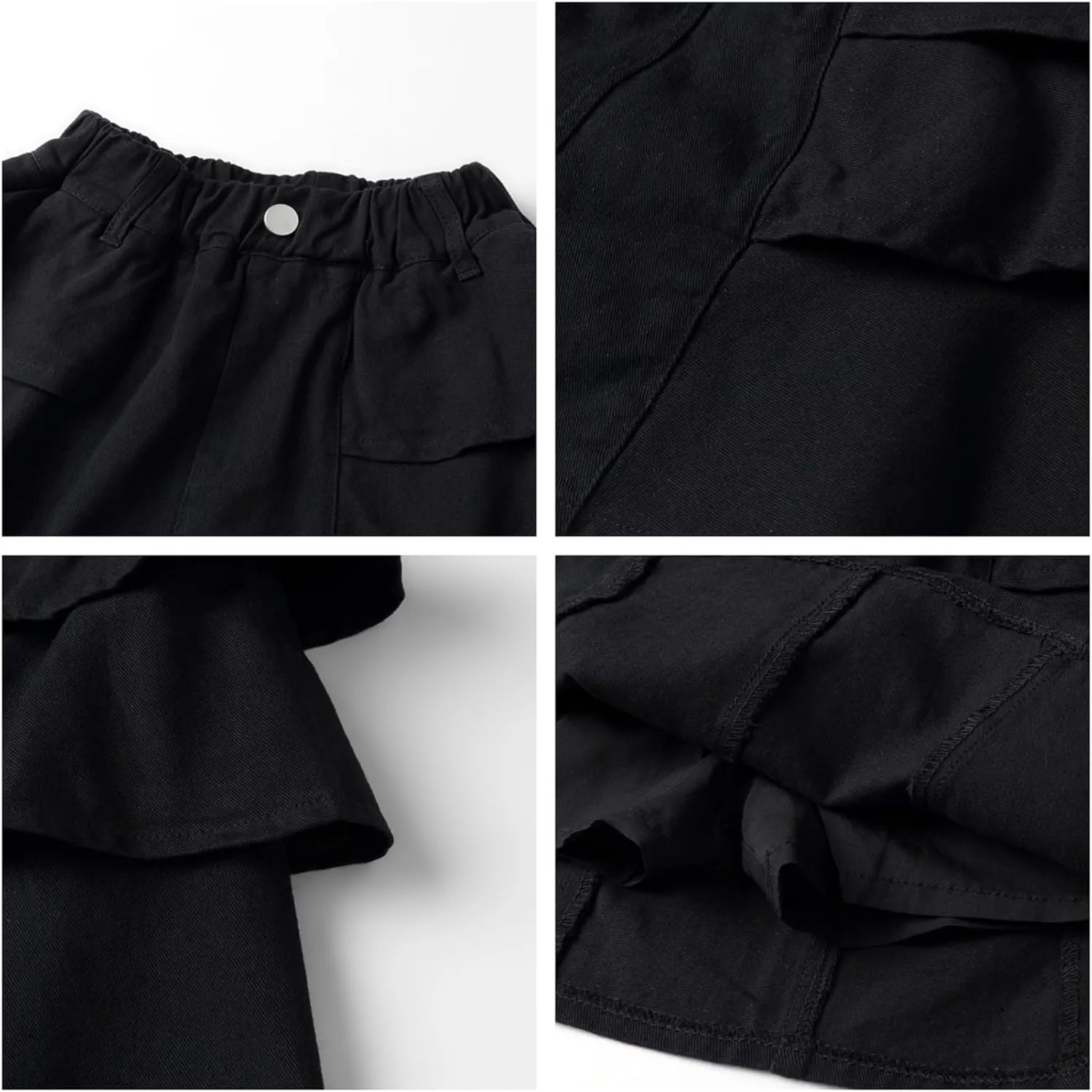 Mud Kingdom Girls Layered Jean Skirt Pull On Elastic Waist Demin Pleated Ruffle Skorts Casual