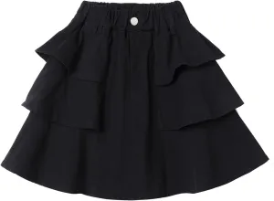 Mud Kingdom Girls Layered Jean Skirt Pull On Elastic Waist Demin Pleated Ruffle Skorts Casual