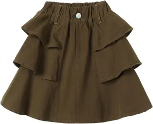 Mud Kingdom Girls Layered Jean Skirt Pull On Elastic Waist Demin Pleated Ruffle Skorts Casual