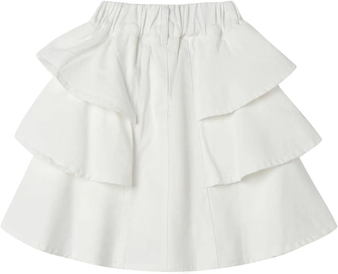 Mud Kingdom Girls Layered Jean Skirt Pull On Elastic Waist Demin Pleated Ruffle Skorts Casual
