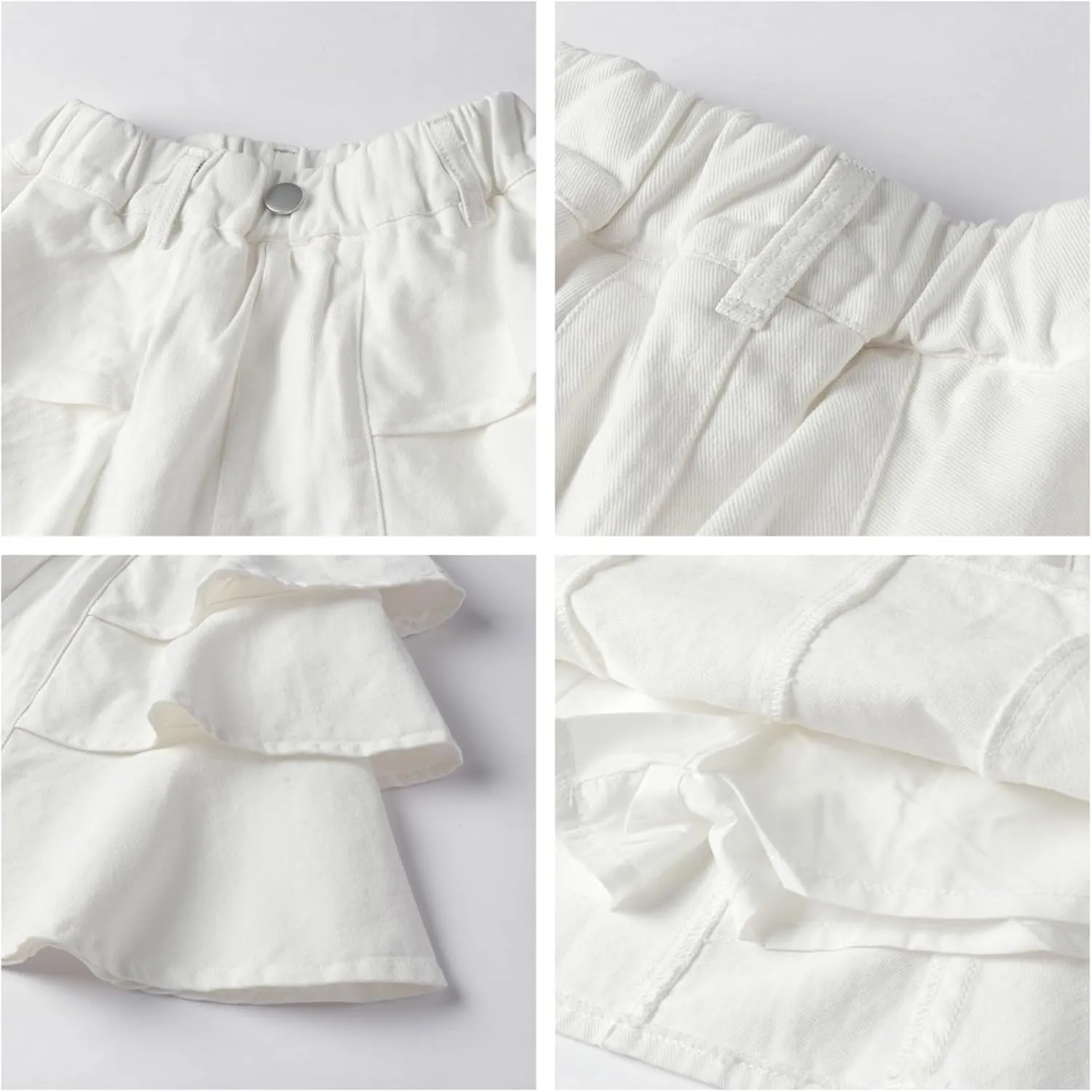 Mud Kingdom Girls Layered Jean Skirt Pull On Elastic Waist Demin Pleated Ruffle Skorts Casual