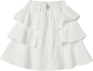 Mud Kingdom Girls Layered Jean Skirt Pull On Elastic Waist Demin Pleated Ruffle Skorts Casual