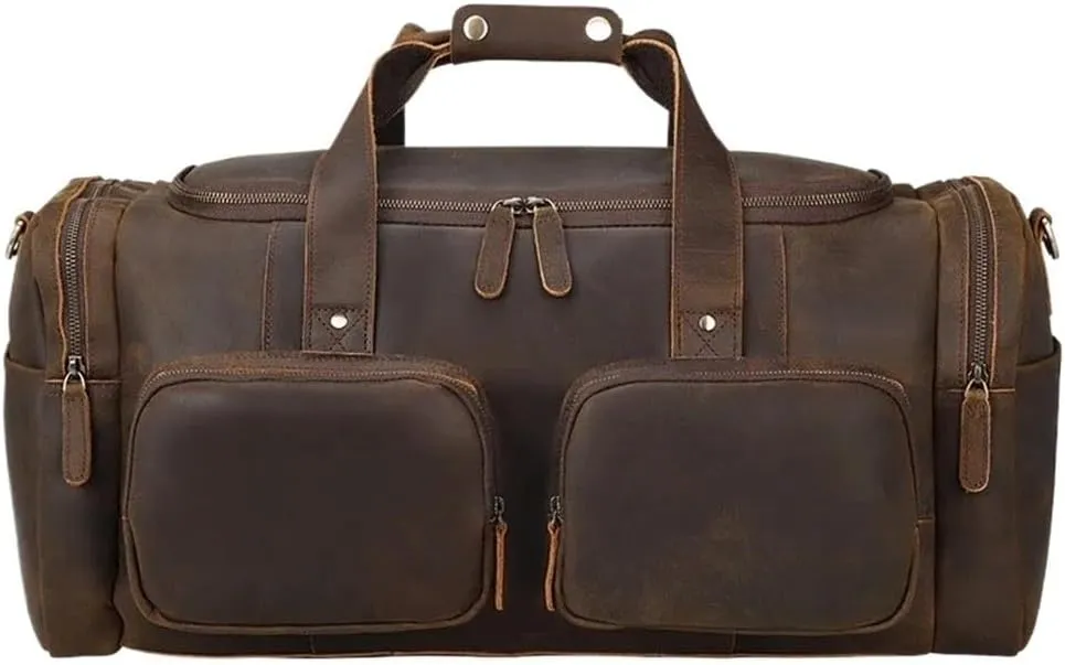 Multifunctional Waterproof Leather Large Vintage Travel Hand Bag Carry on On Weekender Overnight