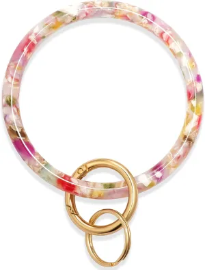 Mymazn Key Ring Bracelet Wristlet Keychain Bangle Keyring for Women, Acetate Round Key Chain