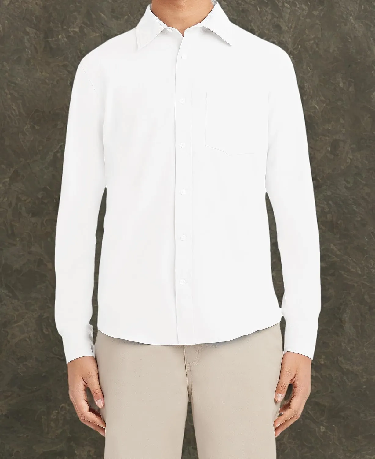 Nautica Young Men's Uniform Long Sleeve Stretch Oxford Shirt