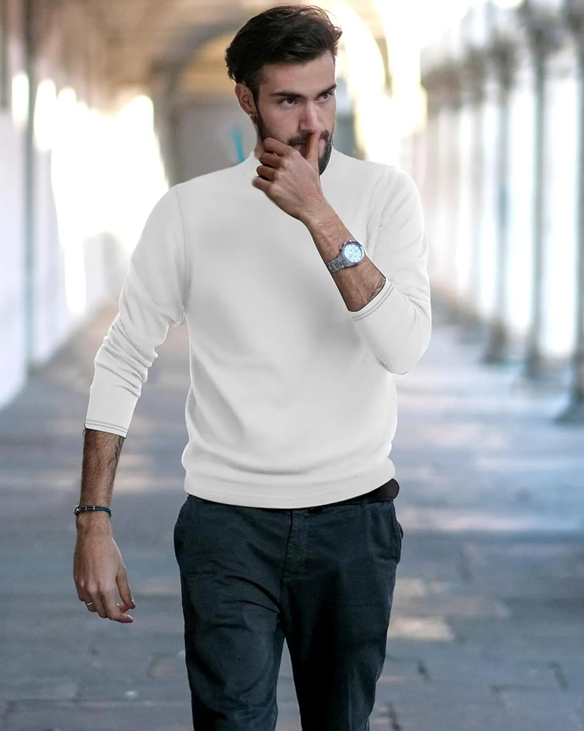 Neer 4 Pack Men's Mock Neck Shirts, Long Sleeve Turtleneck Pullover Tops Slim Fit Casual T Shirts Lightweight Basic Sweaters