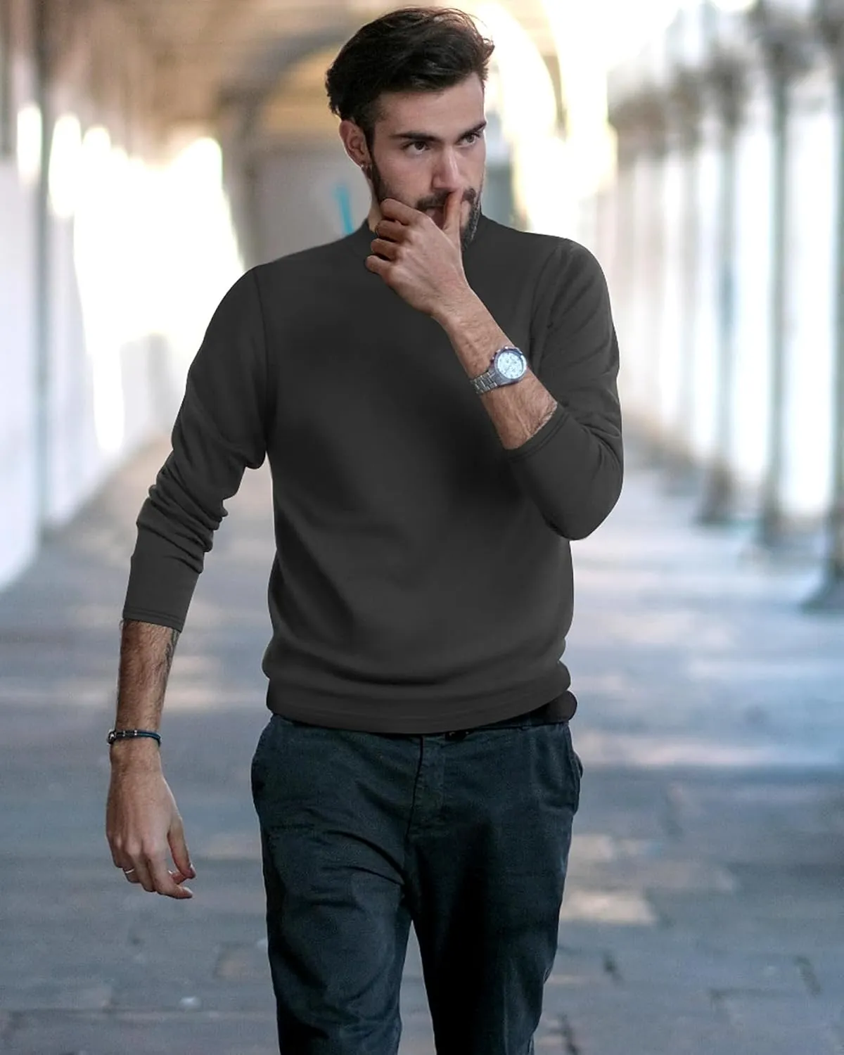 Neer 4 Pack Men's Mock Neck Shirts, Long Sleeve Turtleneck Pullover Tops Slim Fit Casual T Shirts Lightweight Basic Sweaters