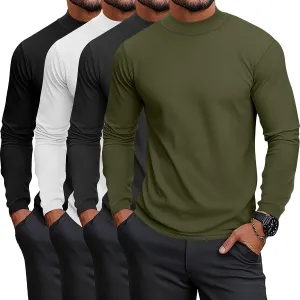 Neer 4 Pack Men's Mock Neck Shirts, Long Sleeve Turtleneck Pullover Tops Slim Fit Casual T Shirts Lightweight Basic Sweaters