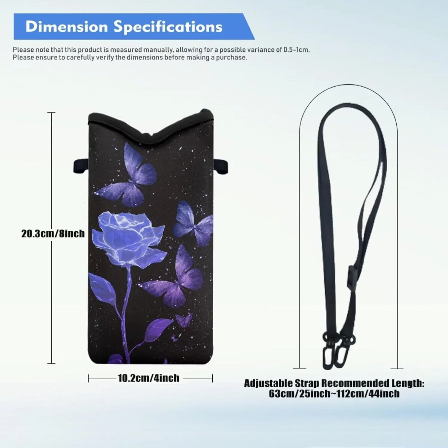 Neoprene Small Crossbody Bag with Adjustable Strap Water-Resistant Portable Cellphone Pouch for Travel, Outings