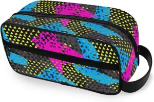 ODAWA Unisex Hanging Toiletry Bag Geometric Travel Organizer Water Resistant Shaving Bag for Toiletries