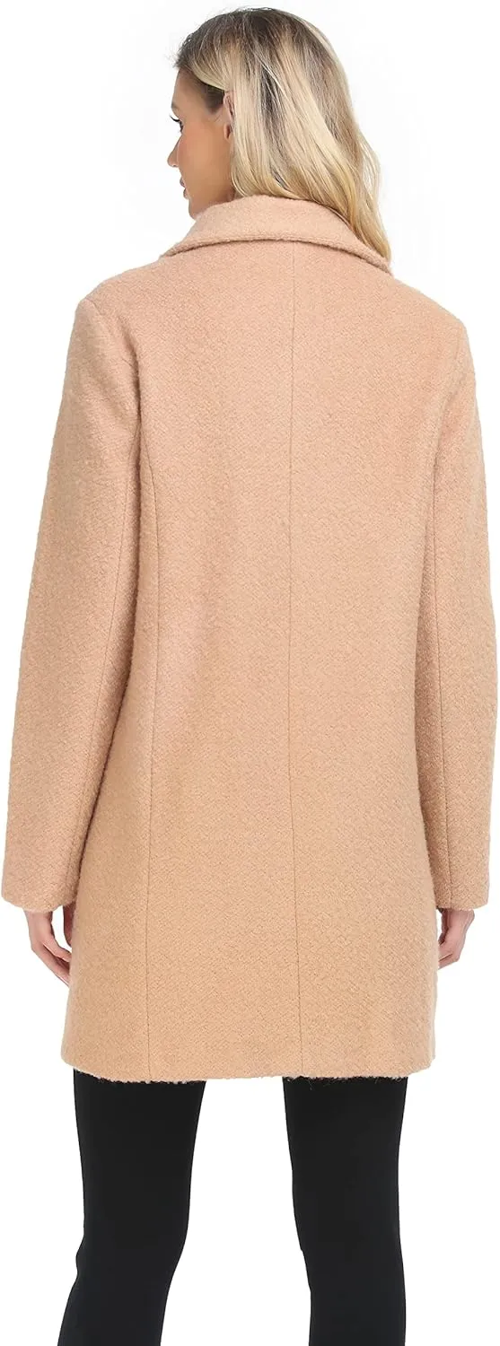 ODCOCD Women's Elegant Solid Color Mid-Length Thicken Warm Wool Blend Coat
