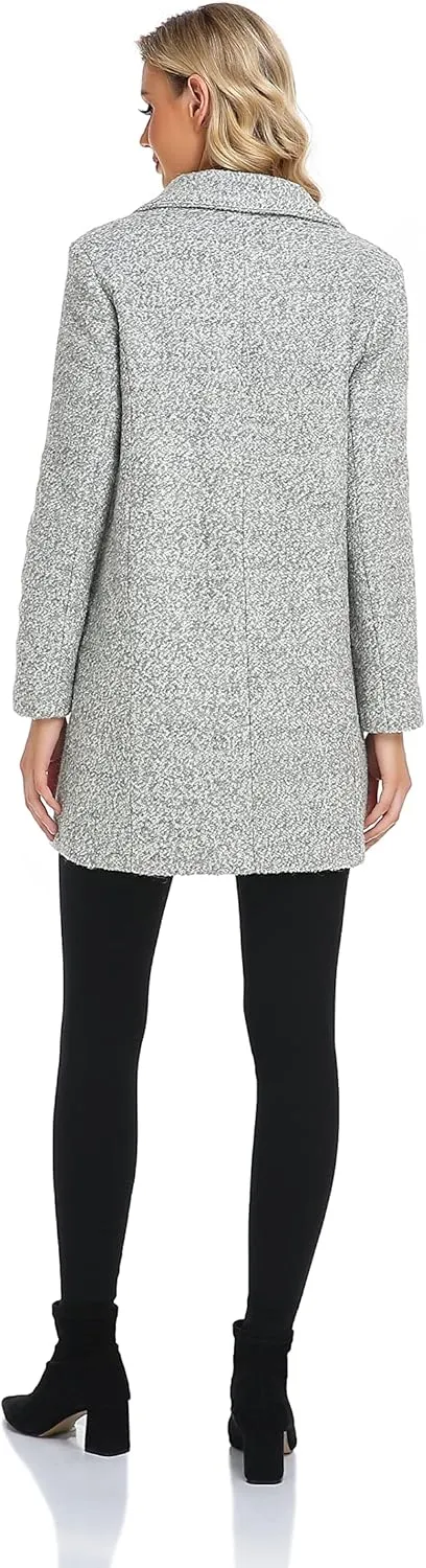 ODCOCD Women's Elegant Solid Color Mid-Length Thicken Warm Wool Blend Coat