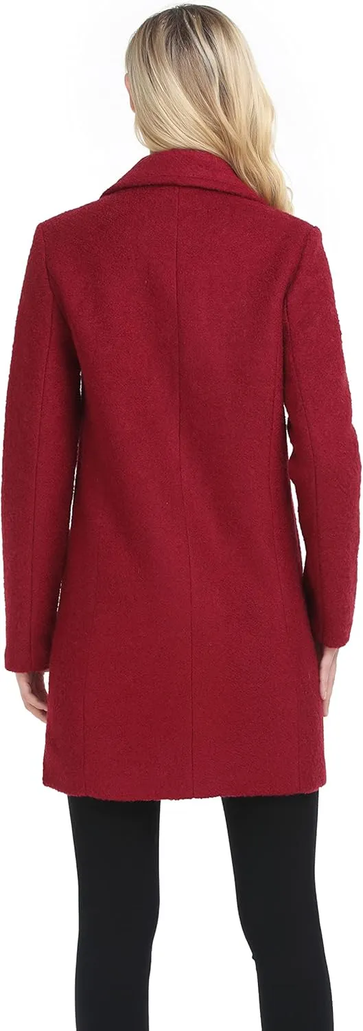 ODCOCD Women's Elegant Solid Color Mid-Length Thicken Warm Wool Blend Coat