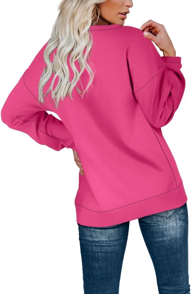 OFEEFAN Womens Casual Sweatshirts Henley Button Up Long Sleeve Tunic Tops