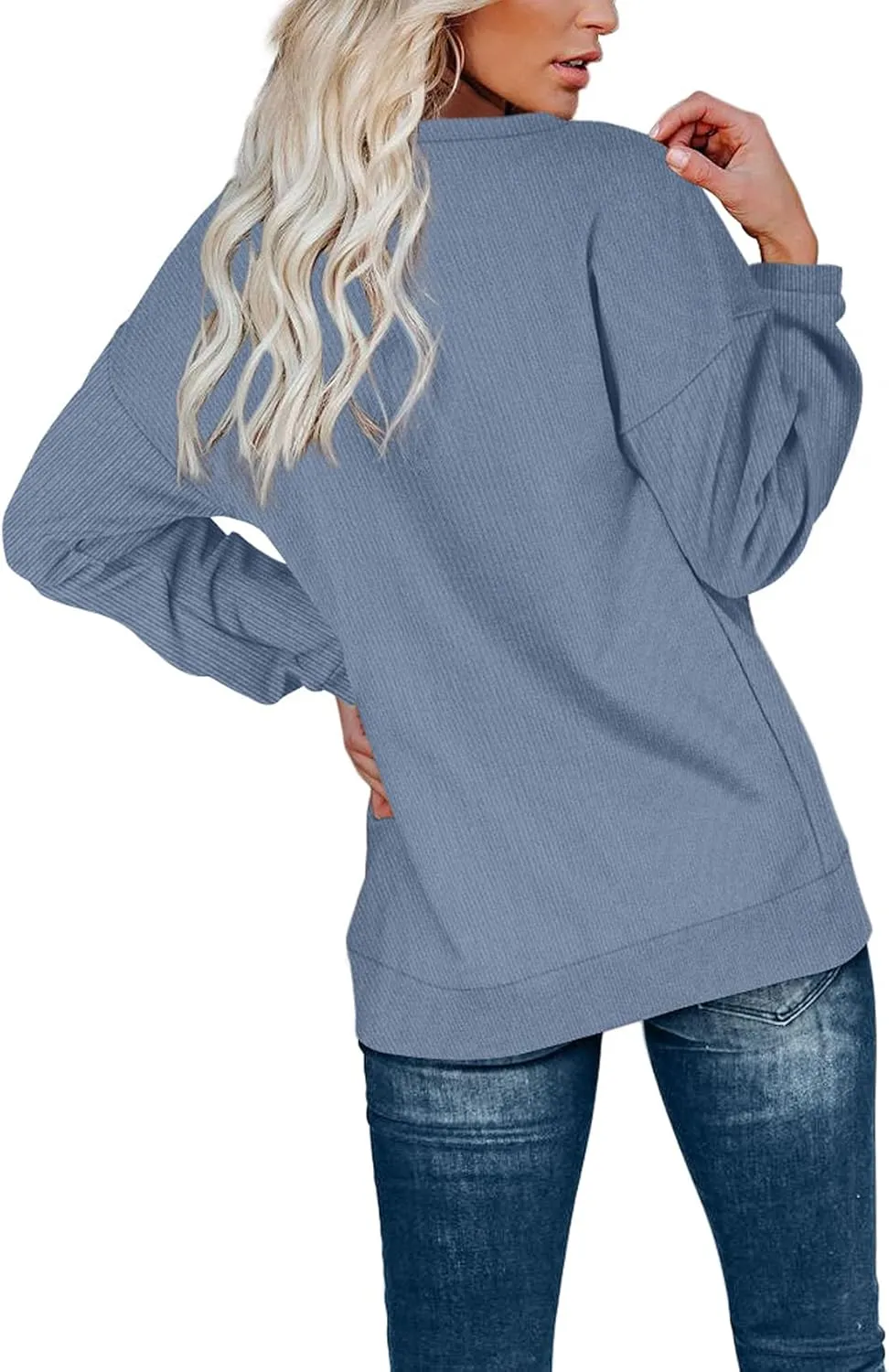OFEEFAN Womens Casual Sweatshirts Henley Button Up Long Sleeve Tunic Tops