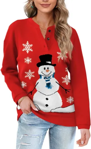 OFEEFAN Womens Casual Sweatshirts Henley Button Up Long Sleeve Tunic Tops