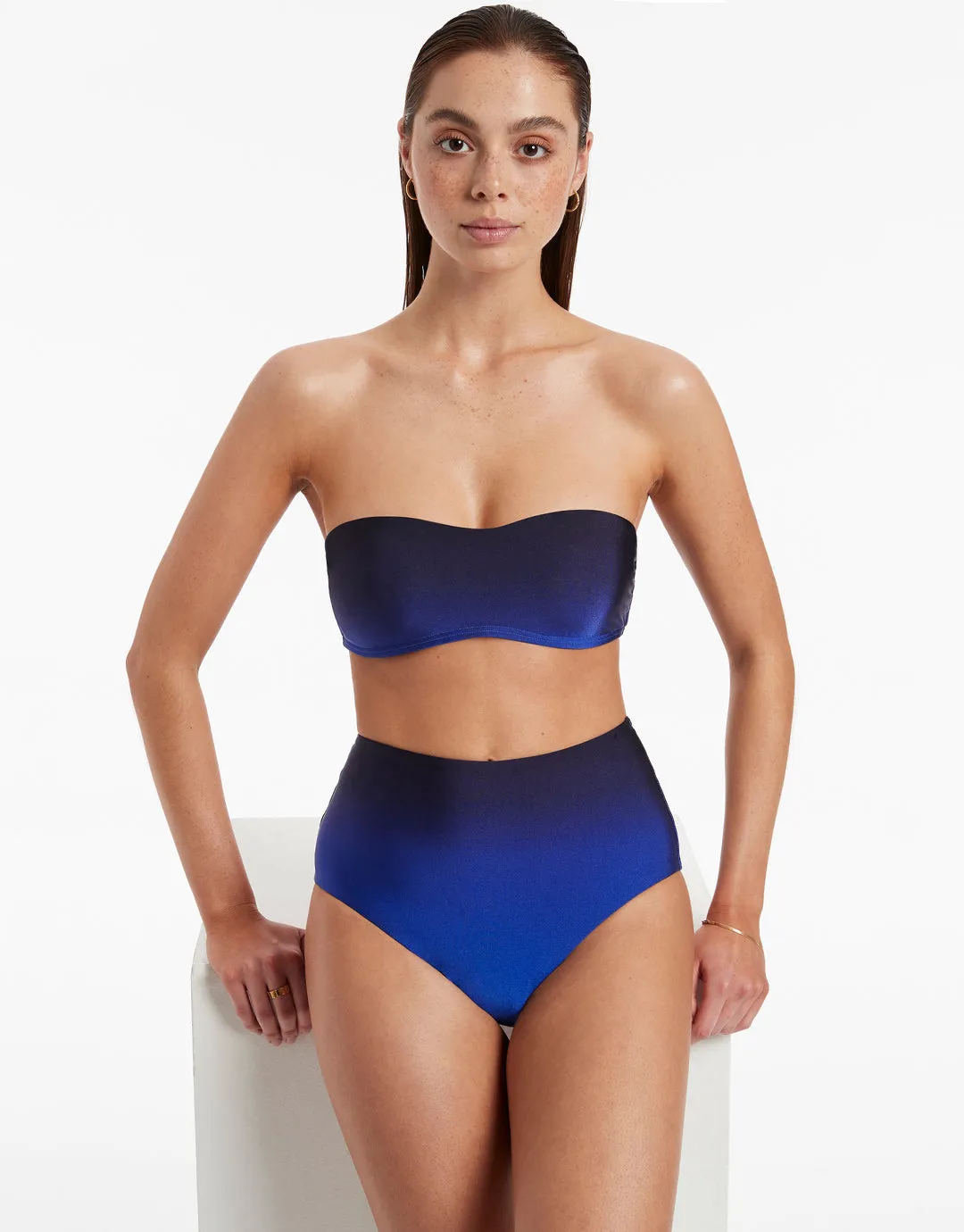 Oia Sunset Minimal Bandeau Bikini Top - Ocean