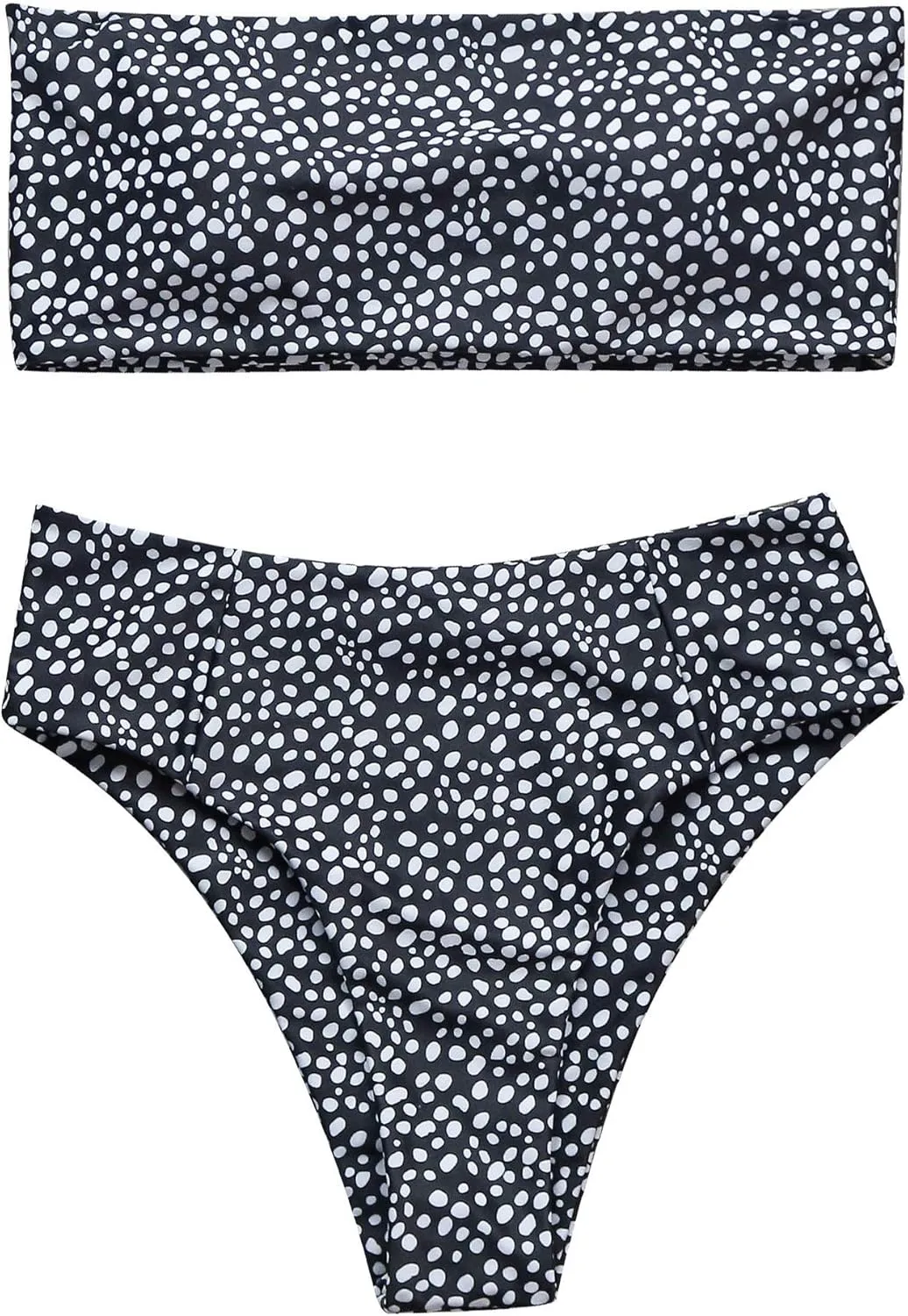 OMKAGI Women's 2 Pieces Bandeau Bikini Swimsuits Off Shoulder High Waist Bathing Suit High Cut