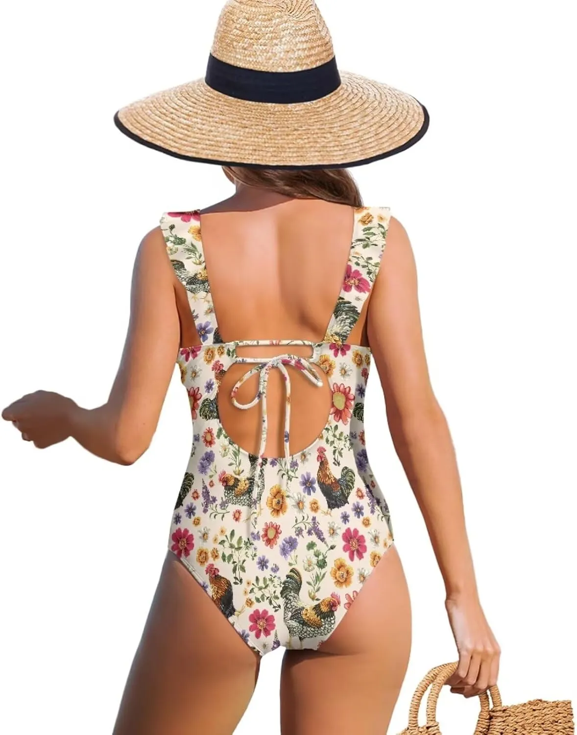 One Piece Animal Print Swimsuits Tummy Control Bathing Suit Low Back Swimsuit V Neck Sport Swimwear