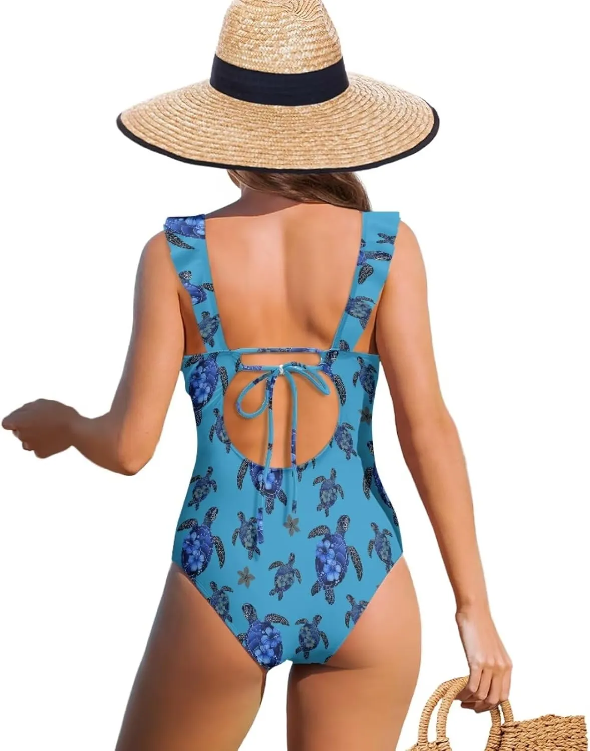 One Piece Animal Print Swimsuits Tummy Control Bathing Suit Low Back Swimsuit V Neck Sport Swimwear