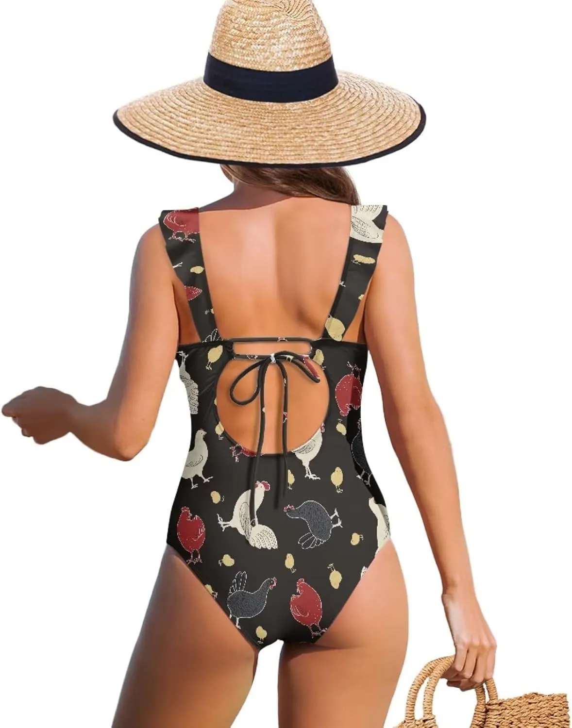 One Piece Animal Print Swimsuits Tummy Control Bathing Suit Low Back Swimsuit V Neck Sport Swimwear