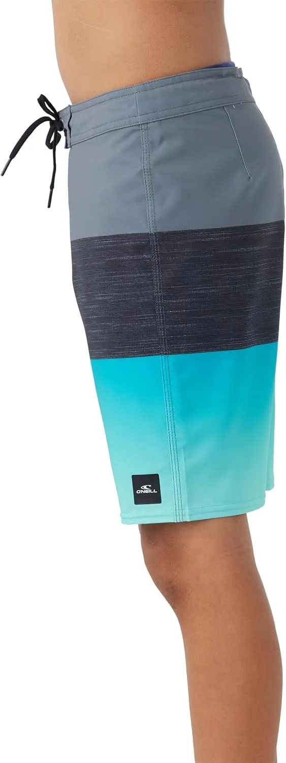 O'NEILL Boy's 17 Stripe Boardshorts - Water Resistant Swim Trunks for Kids with Quick Dry Stretch Fabric and Pockets